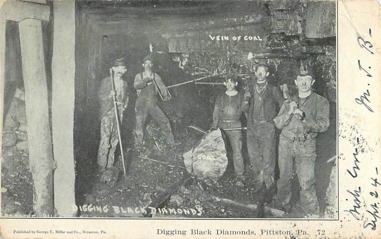Miners Digging Black Diamonds Pittston PA Mine Coal Mining Vintage 1906 Postcard