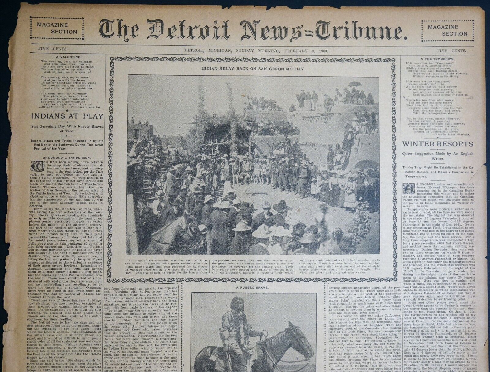 1903 Detroit Newspaper Page - Taos Pueblo San Geronimo Feast Day