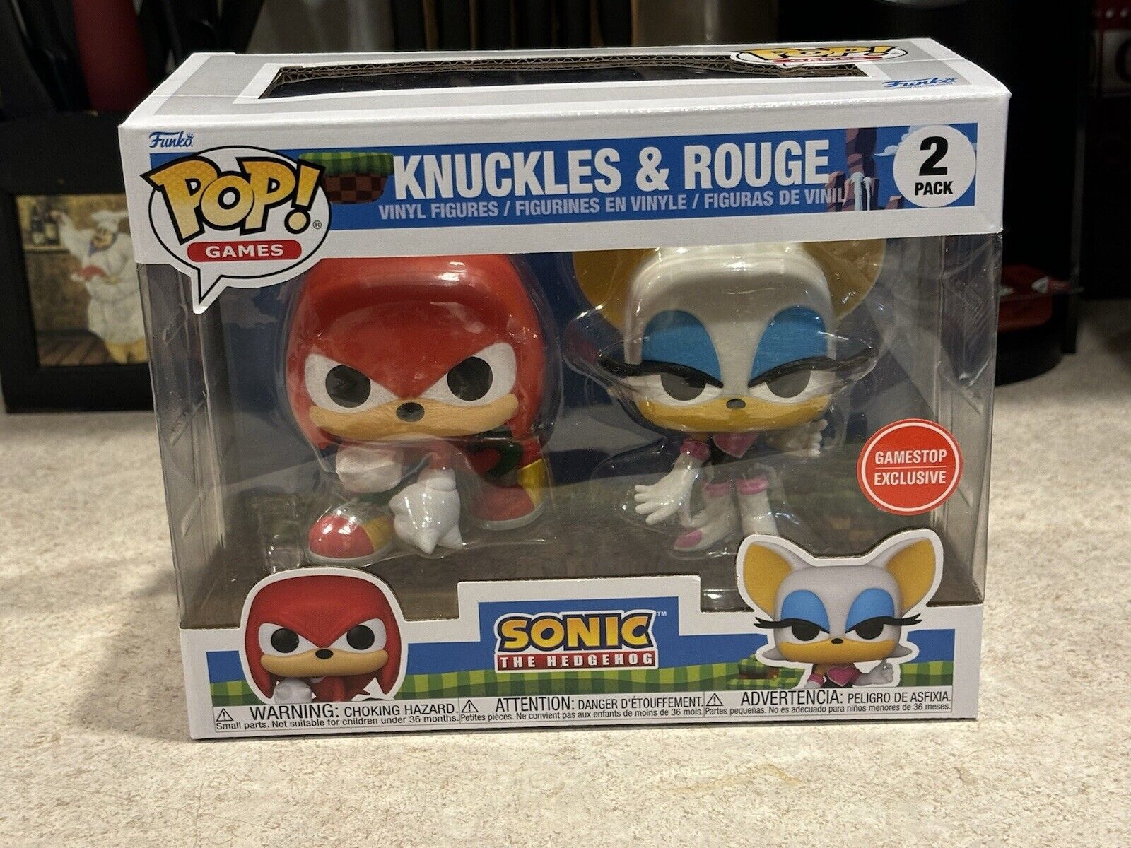 Funko POP Sonic - Knuckles & Rouge 2 Pack GameStop Exclusive Figures New