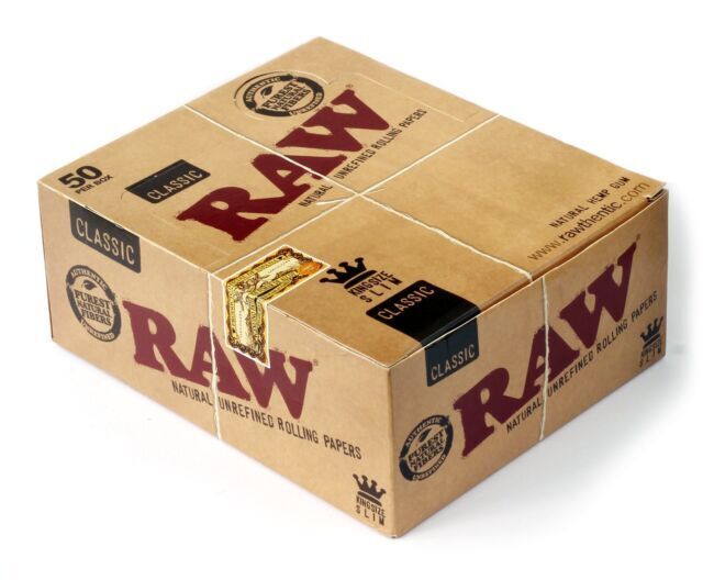 Raw Classic King Size Slim Rolling Paper 50ct BOX - 100% Authentic