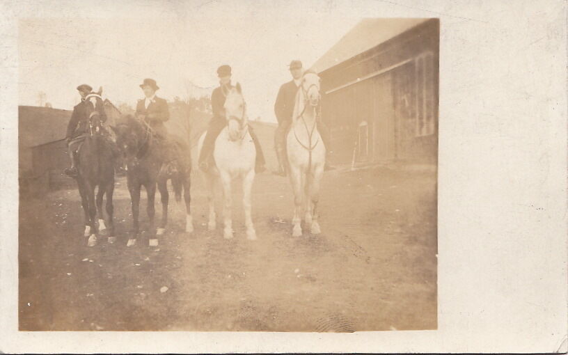 RPPC Postcard Four People Horseback Horses c. 1900s