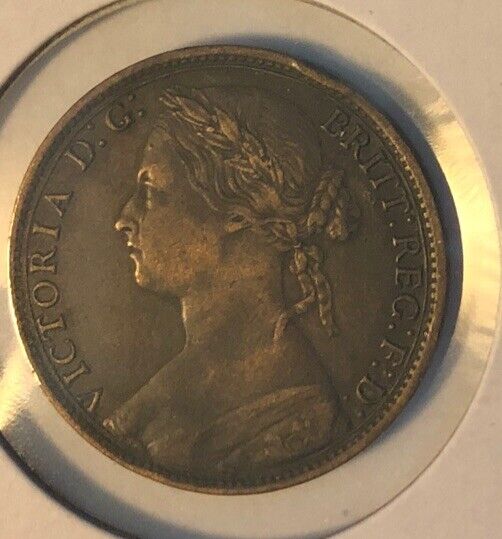 1880 Britain One Penny Coin-Queen Victoria -30.8 mm KM# 755