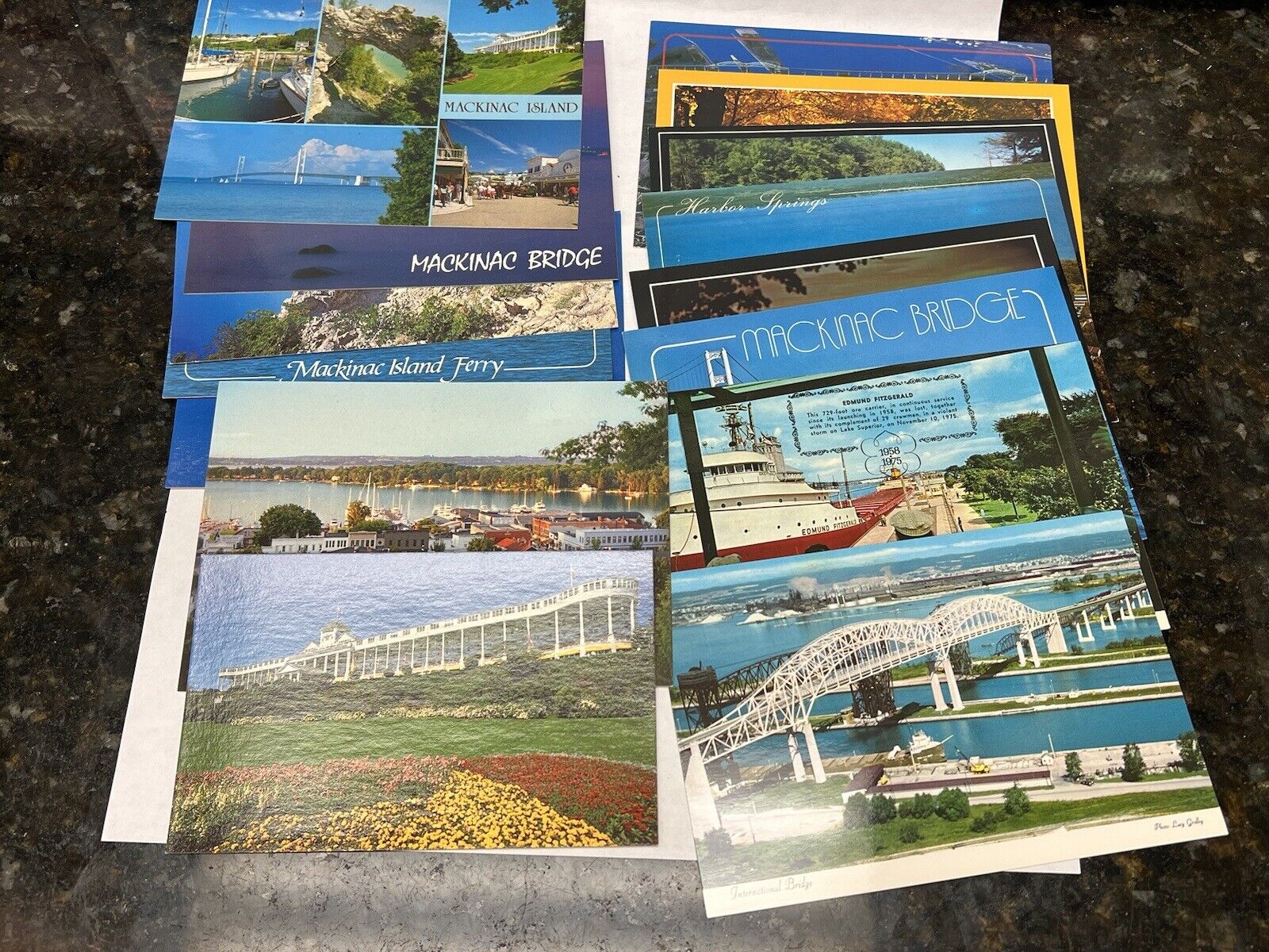 Vintage 1970s Michigan X14 Post Cards NOS Unused Mackinac Island, Bridge, Ferry