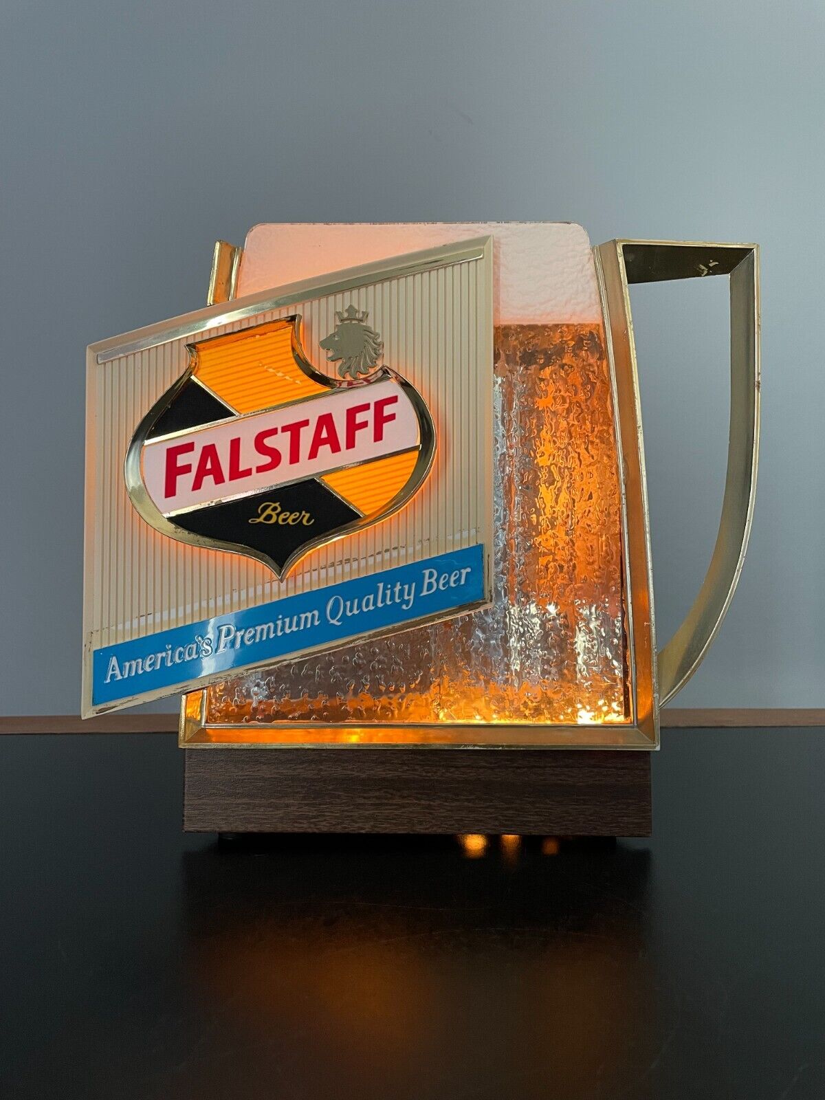 Falstaff Beer Mug Sign BUBBLING vintage Lighted mid century man cave BREWERIANA