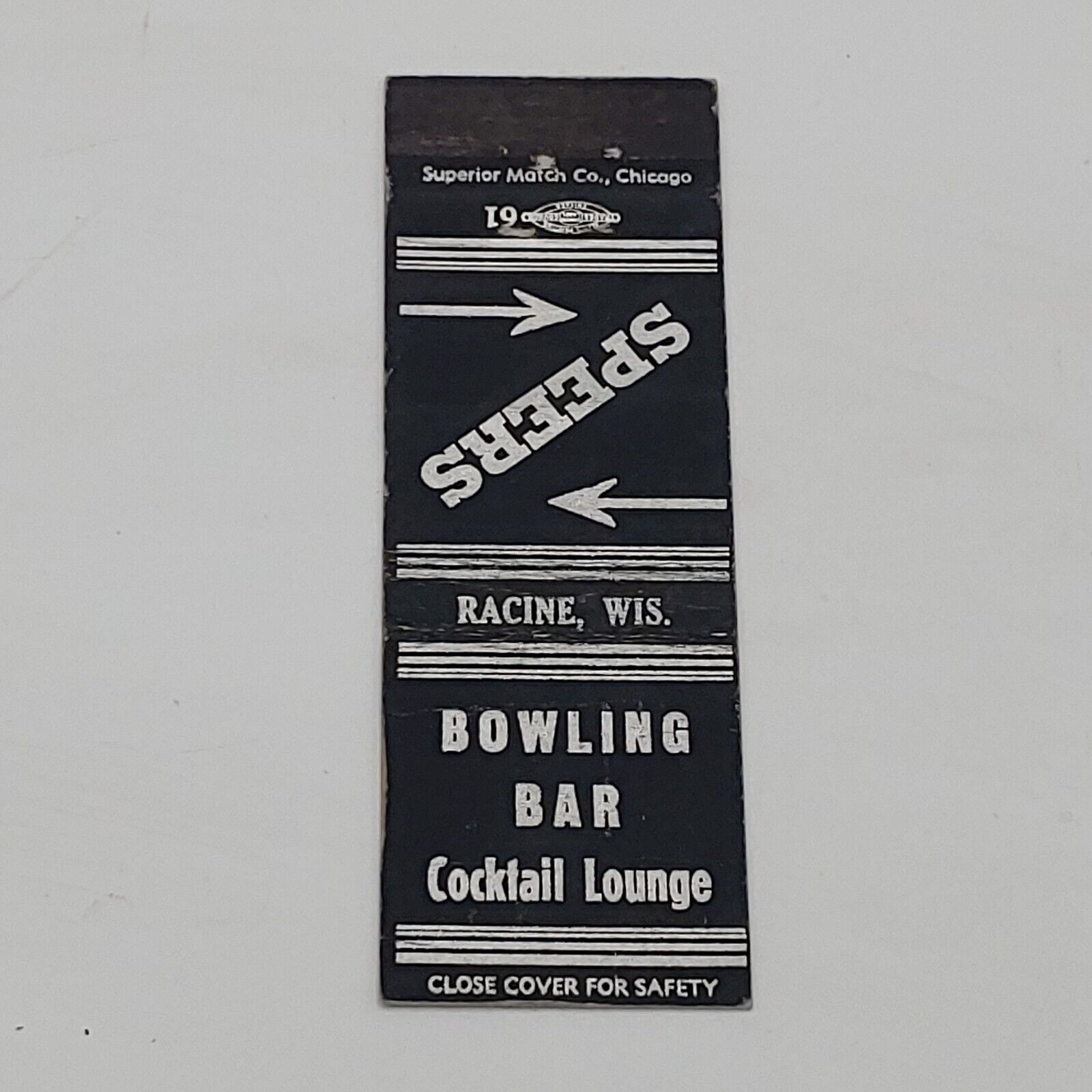 Vintage Matchbook Cover - Speers Bowling Bar - Racine, WI Union Bar