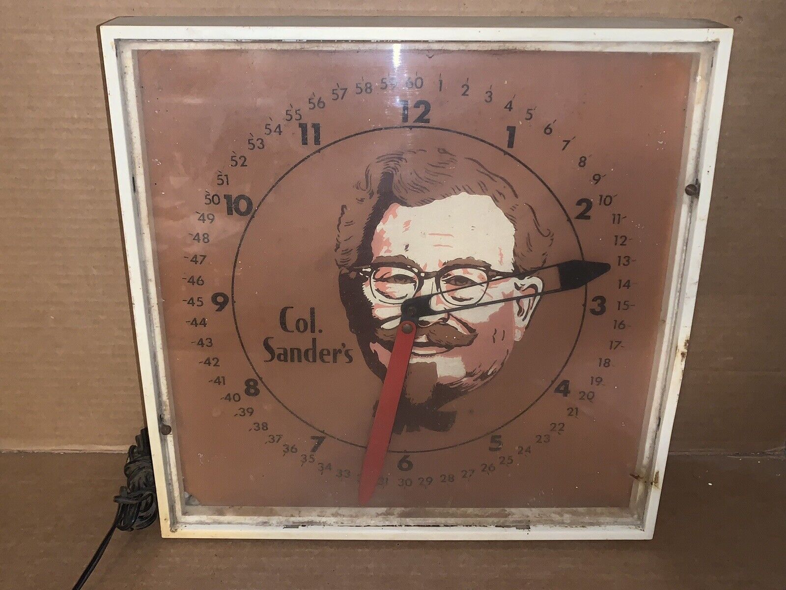 Extremely Rare Vintage Colonel Sanders Kentucky Fried Chicken Advertising Clock