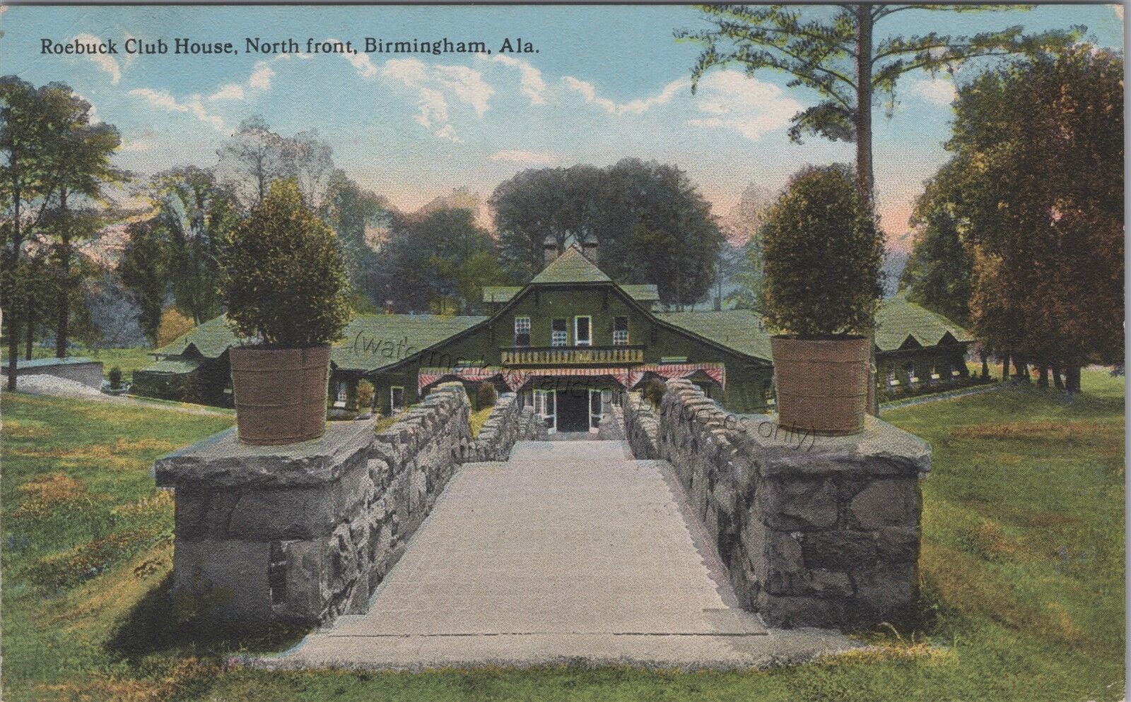 Birmingham, AL: 1916 Roebuck Club House, North Front - Vintage Alabama Postcard