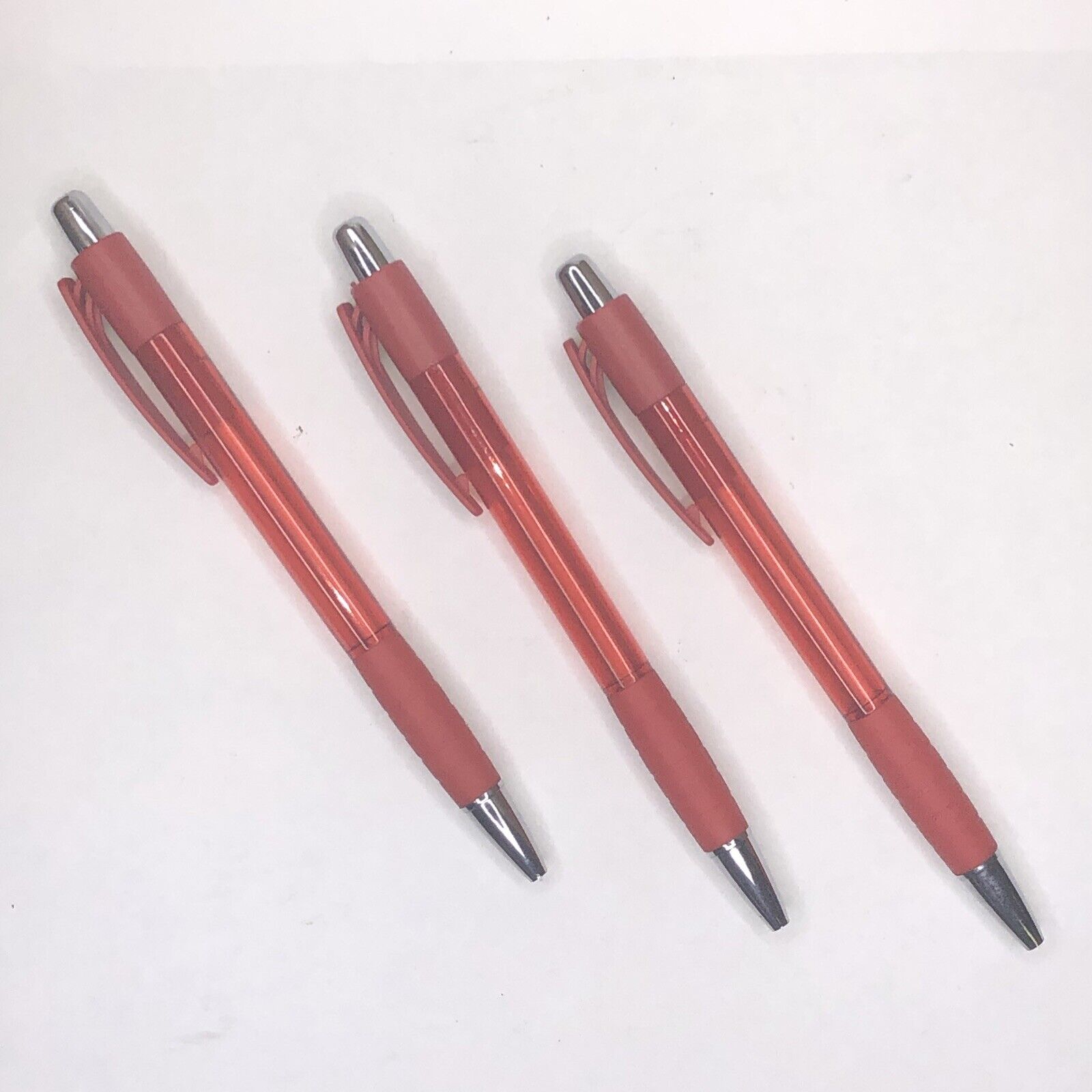 500 Piece Translucent Red Comfort Grip Plastic Retractable Pens Black Ink
