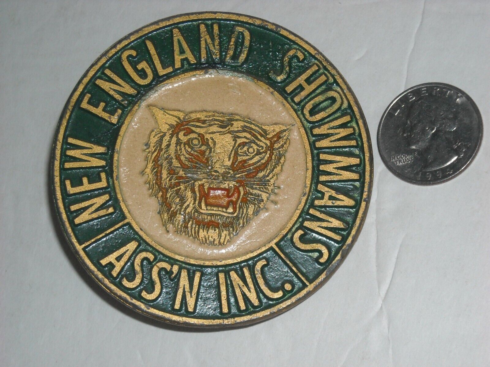Vintage Amusement Park New England Showmans Association Car Grill Badge Emblem