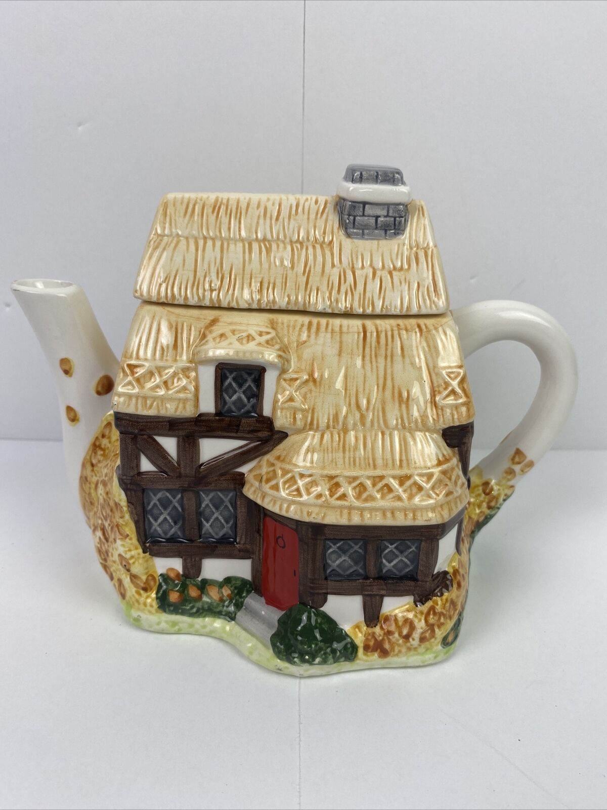 Vintage Ceramic Teapot Bavarian Style Cottage House Made in Philippines
