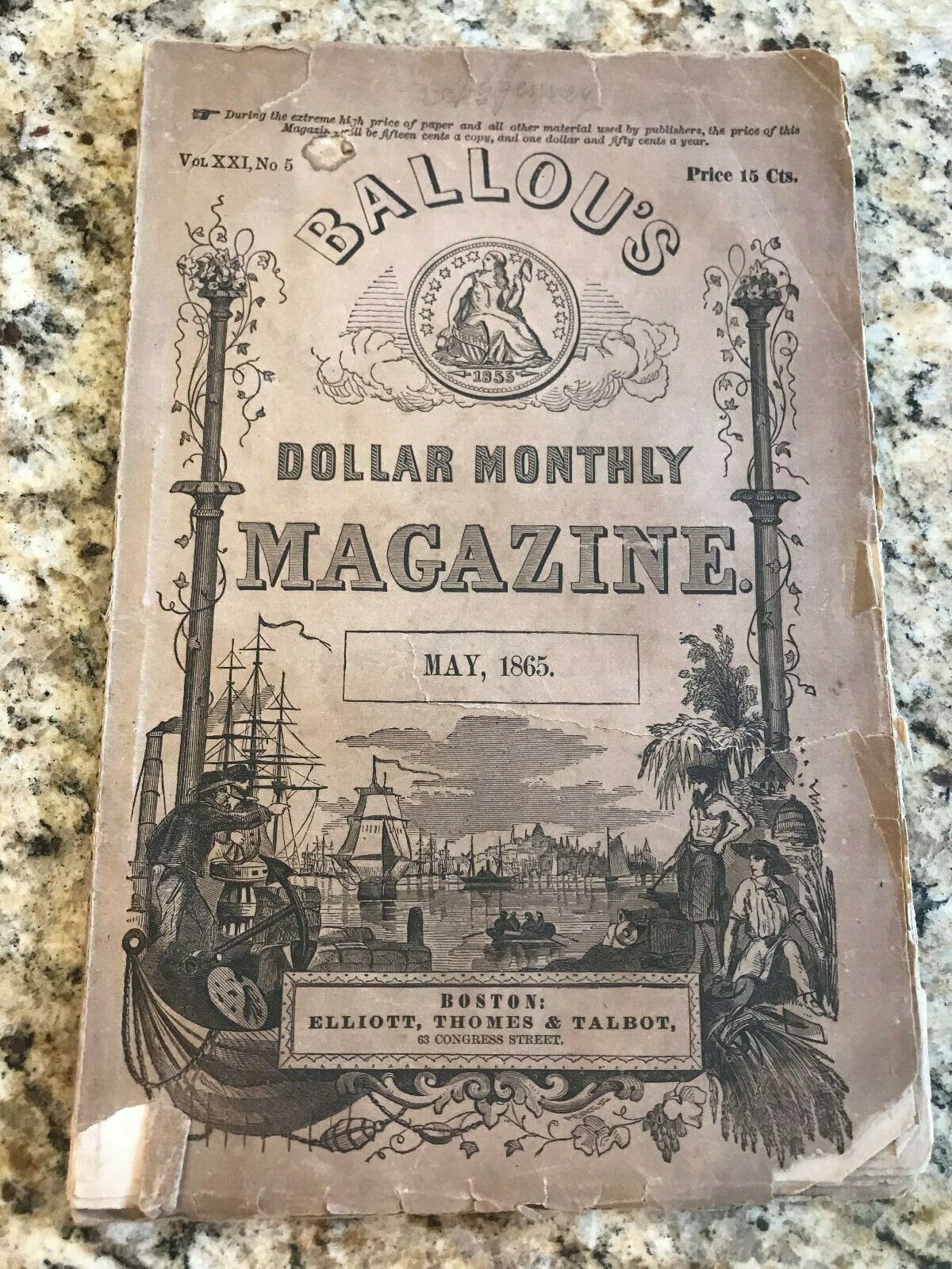 Ballou\'s Dollar Monthly Magazine Published in Boston - May, 1865 No. 125 Issue