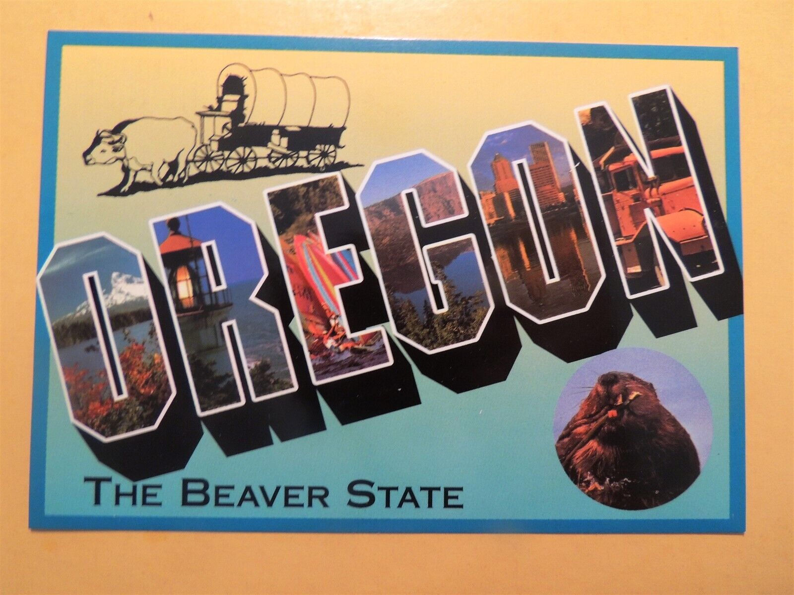 Oregon the Beaver State vintage large letter postcard 