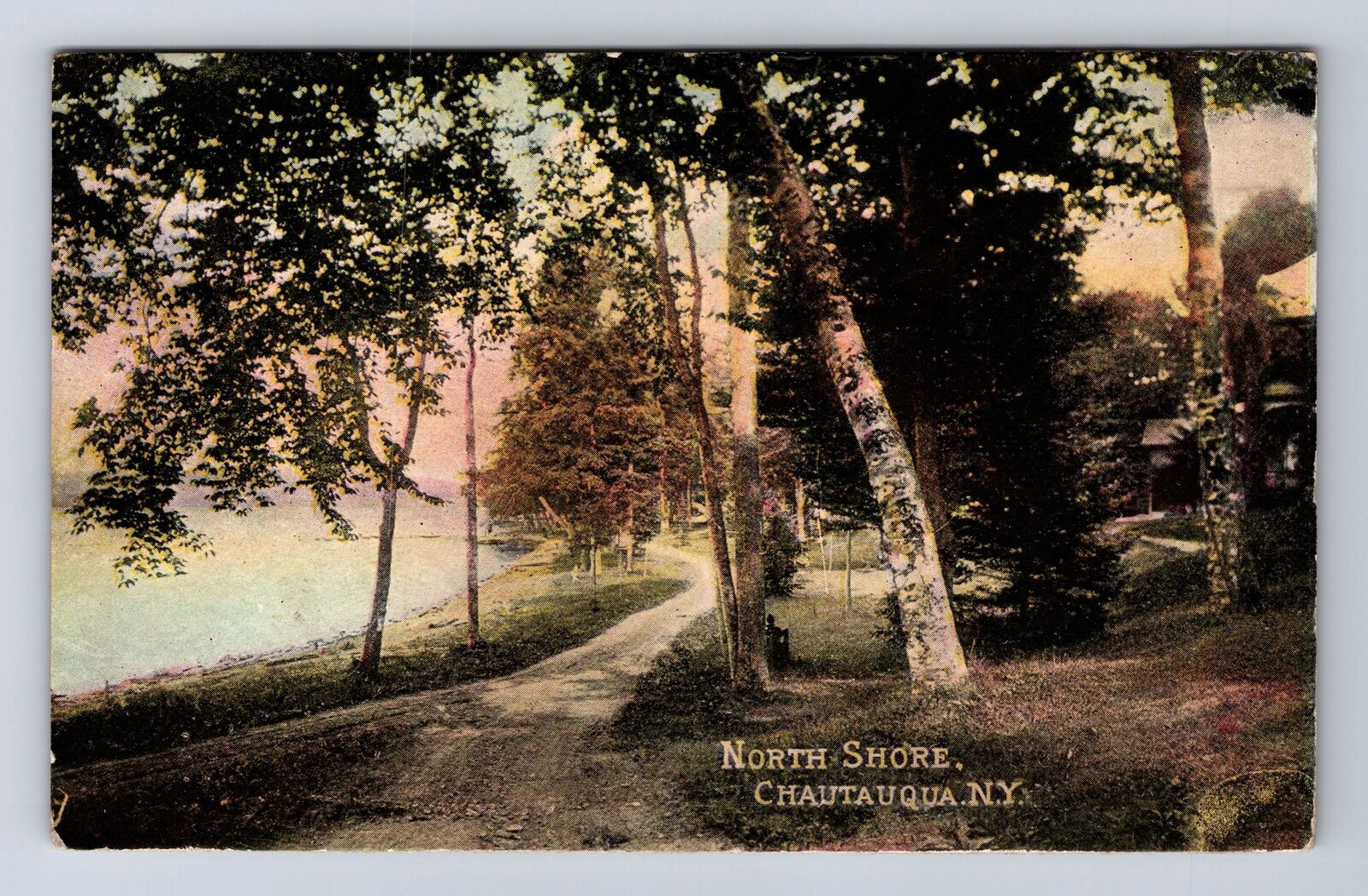 Chautauqua NY-New York, Scenic View North Shore, Antique Vintage Postcard