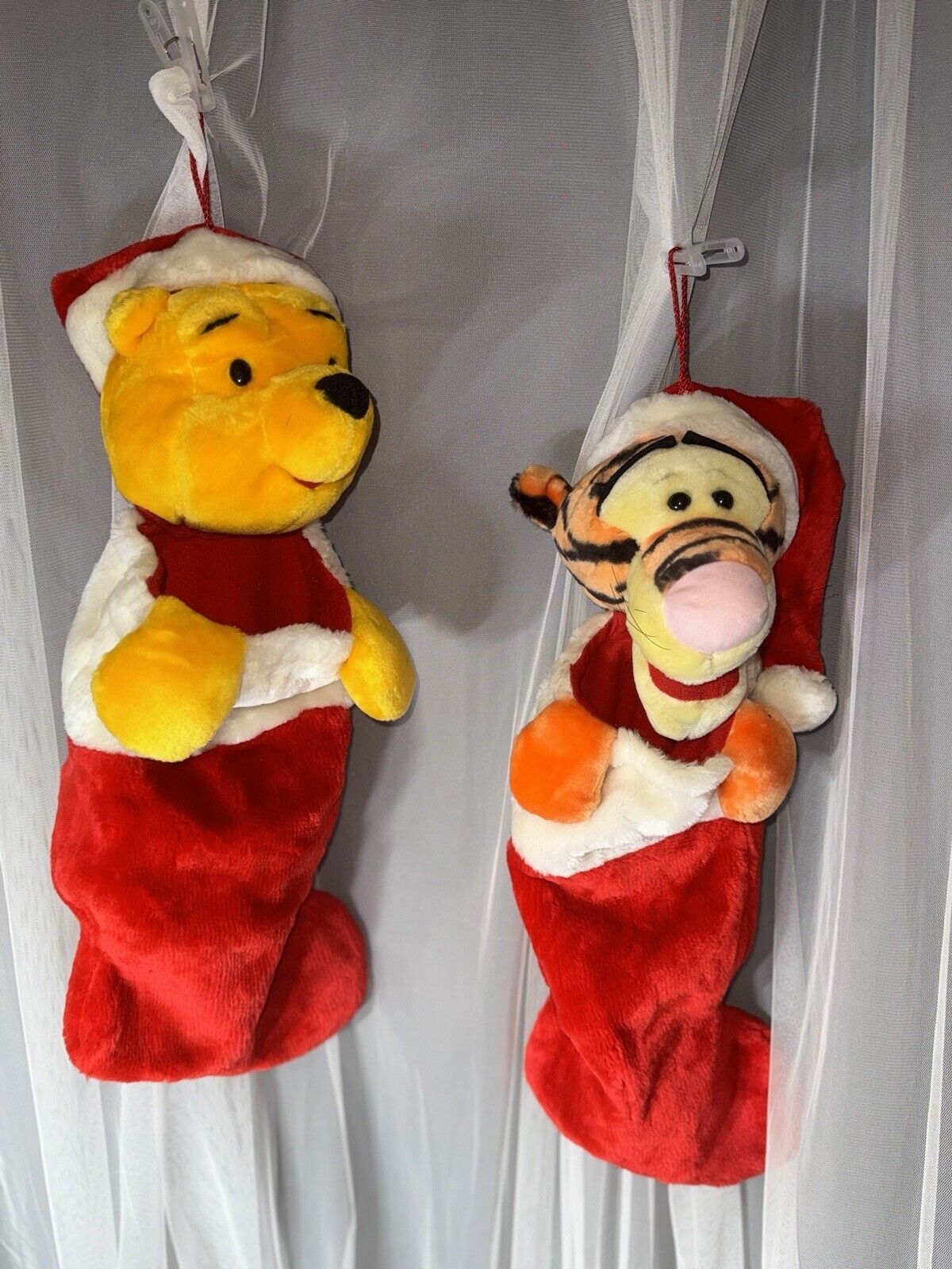 DISNEY STORE WINNIE THE POOH AND TIGGER TOO CHRISTMAS STOCKING PLUSH 3D 19”