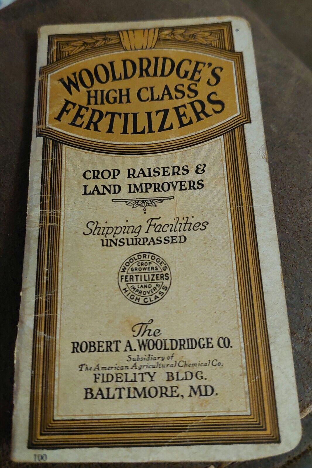 Antique 1921 Wooldridge High Class Fertilizers Notepad Advertisement