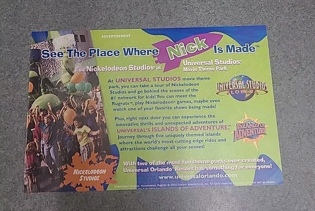 Universal Orlando Nickelodeon Studios Print Ad 2003 8x4 Great To Frame 