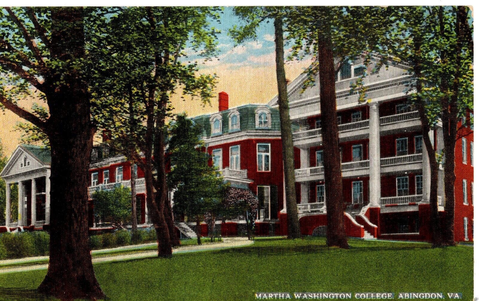 Postcard Martha Washington College, Abingdon, Virginia, Vintage