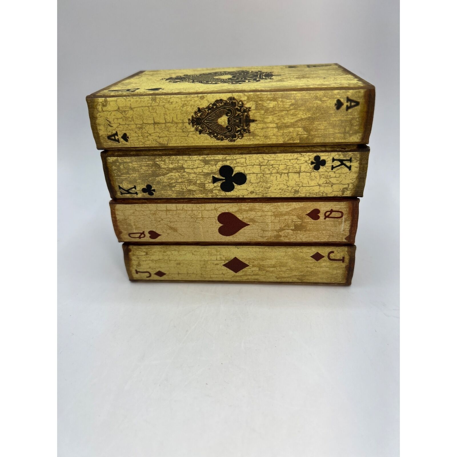 4 Ace Playing Cards Book Boxes Indoor Red, Tan, Black