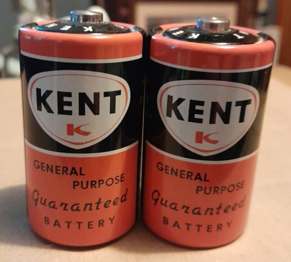2 Vintage Kent D Cell General Purpose Batteries Orange 