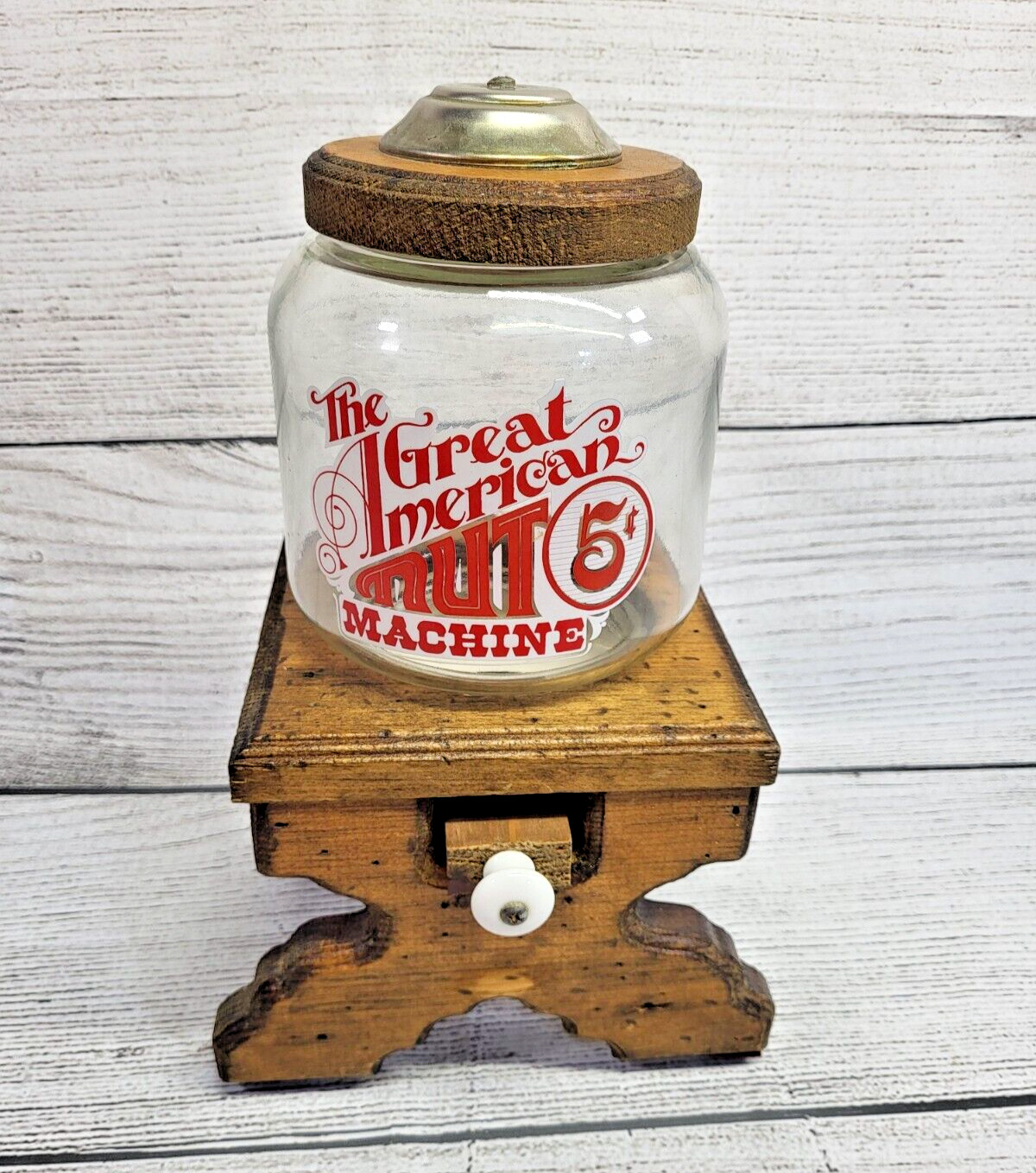 Vintage The Great American Nut Machine 5¢ Dispenser Beer Nuts, Peanuts, M&M’s