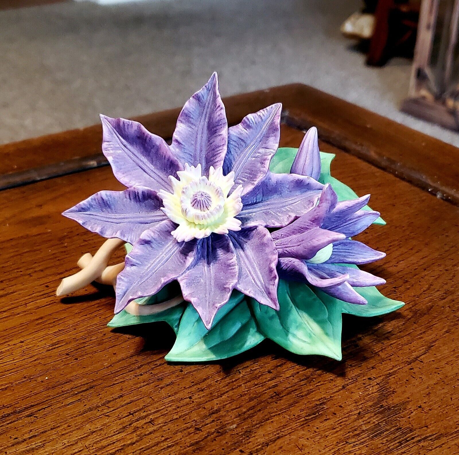 Lenox 2004 Purple Clematis Flower Figurine Collection Porcelain Handpainted