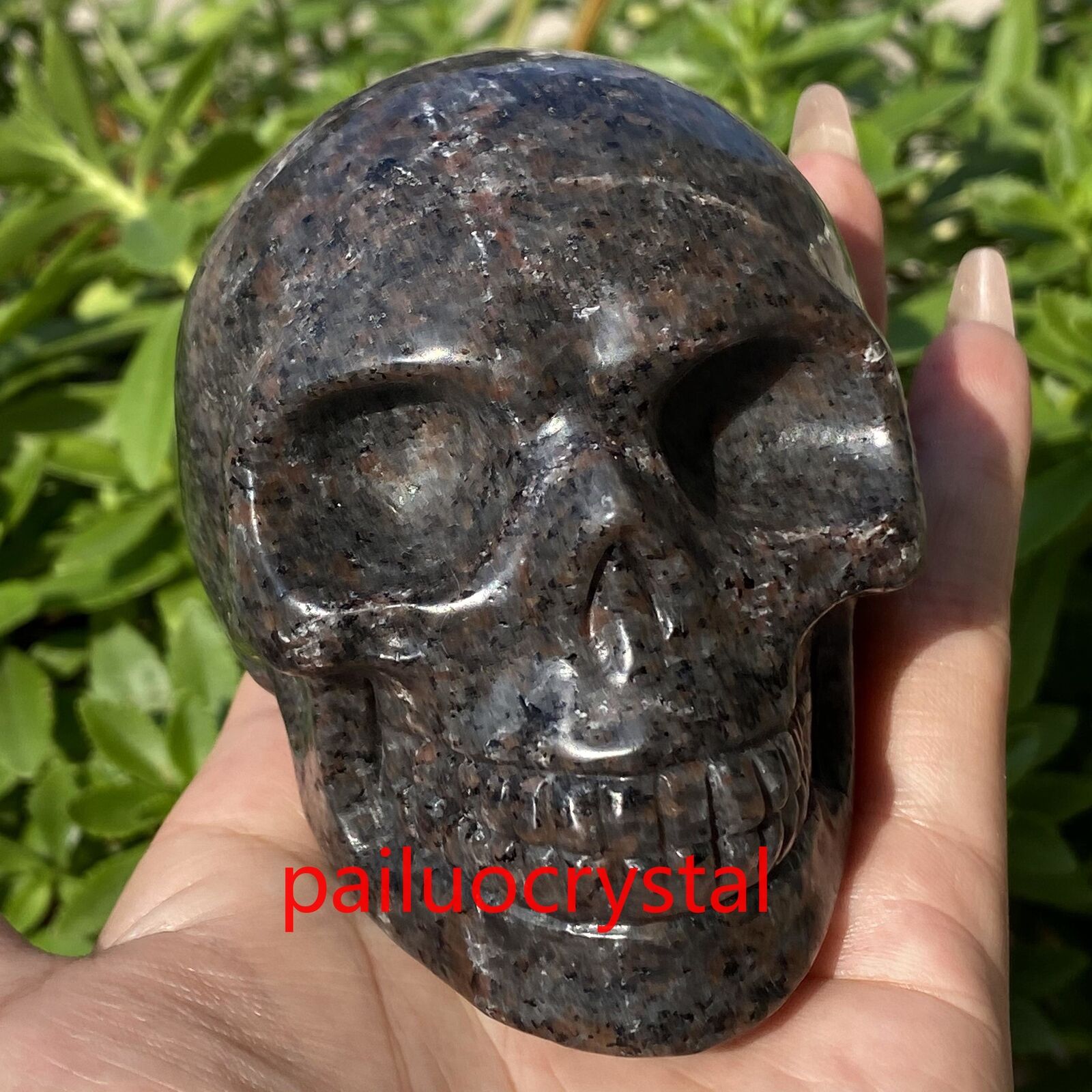 1pcs Natural Yooperite Flame\'s Stone Skull Quartz Crystal Skull Figurines 3.5\