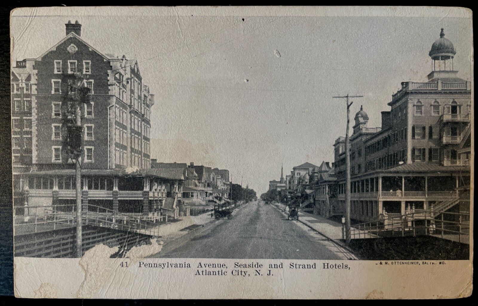 Vintage Postcard 1901-07 Pa. Avenue, Seaside, Strand Hotel, Atlantic City, NJ