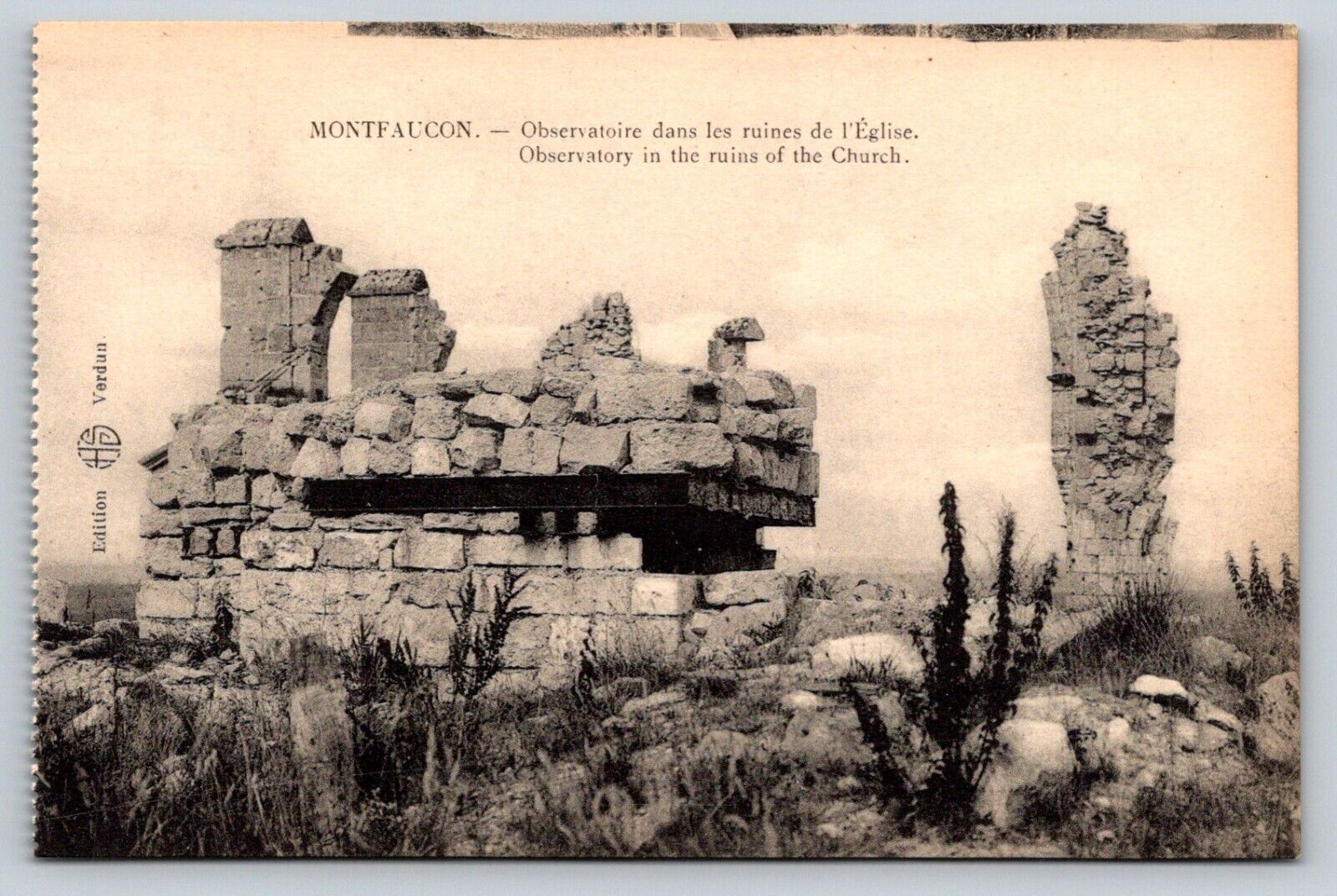 LES RUINES DE L\'EGLISE. EDITIONS HS VERDUN  WWI France Postcard c1920 ruins