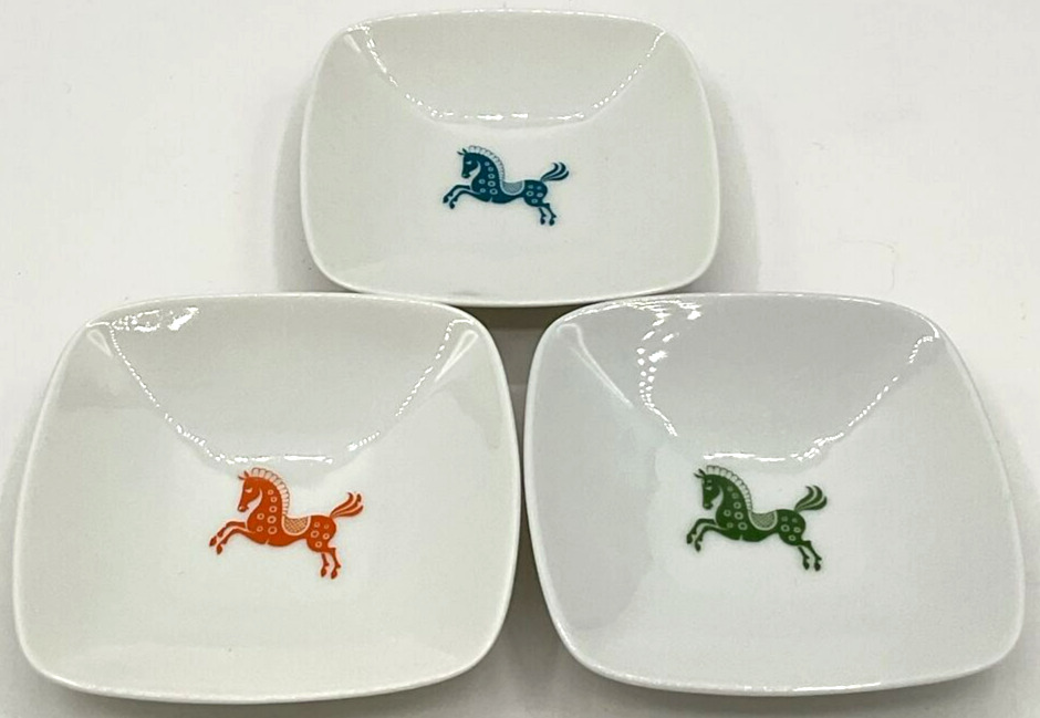 Vintage Rosenthal Selb-Plossberg Germany Set of 3 Porcelain Trinket Dishes Horse
