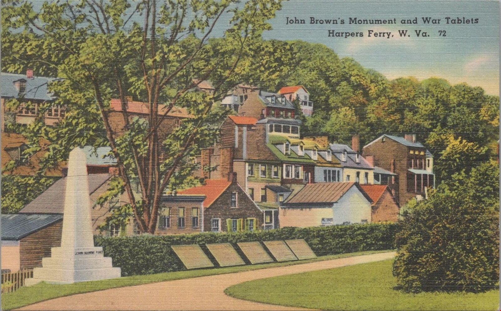 Postcard John Brown\'s Monument + War Tablets Harpers Ferry W VA 