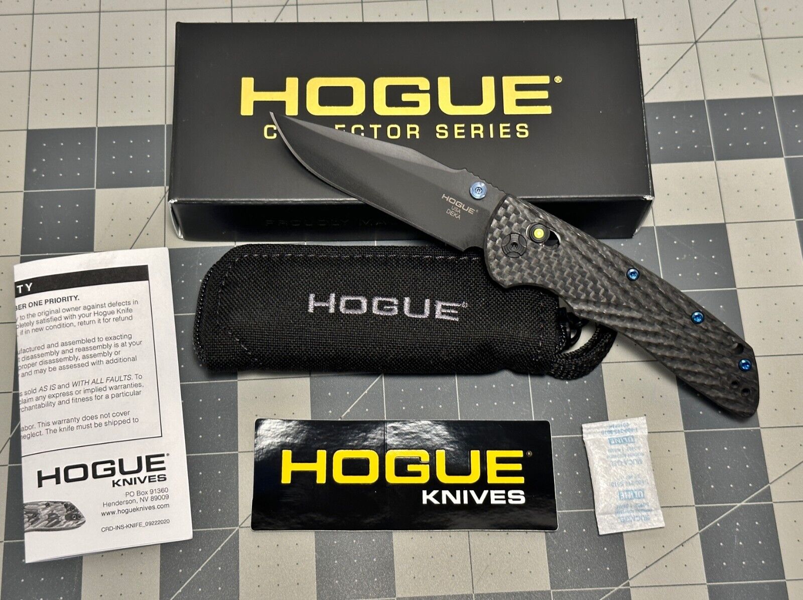 Hogue® 24299-LIM Carbon Fiber DEKA COLLECTOR SERIES Clip Pt. 20CV Folding Knife