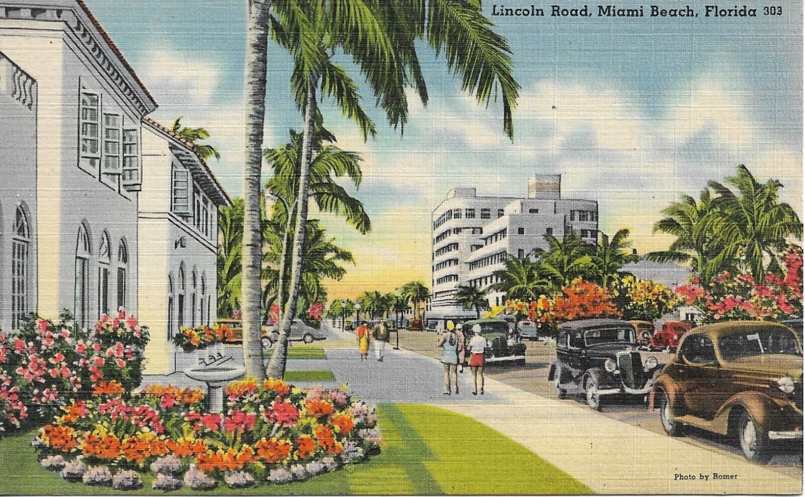 Miami Florida Postcard Lincoln Road Linen Travel Tichnor Bros 1940s Unposted