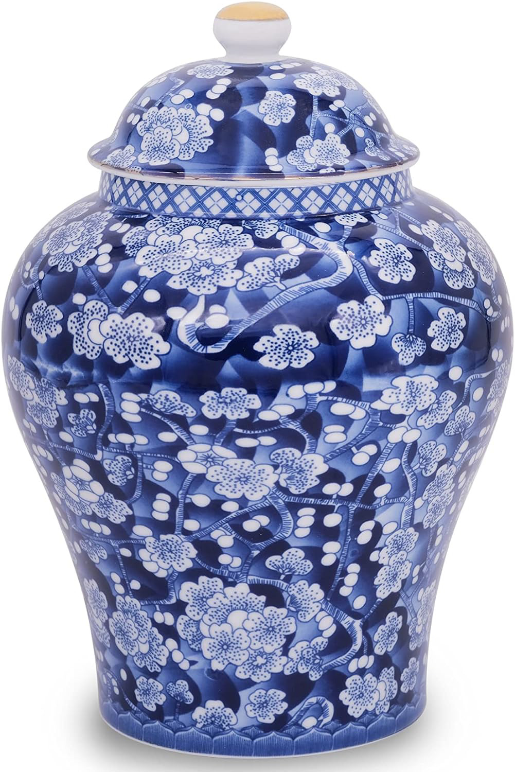 BALIOS Ginger Jar with Lid Mandarin Blue and White Porcelain Plum Blossom, Decor