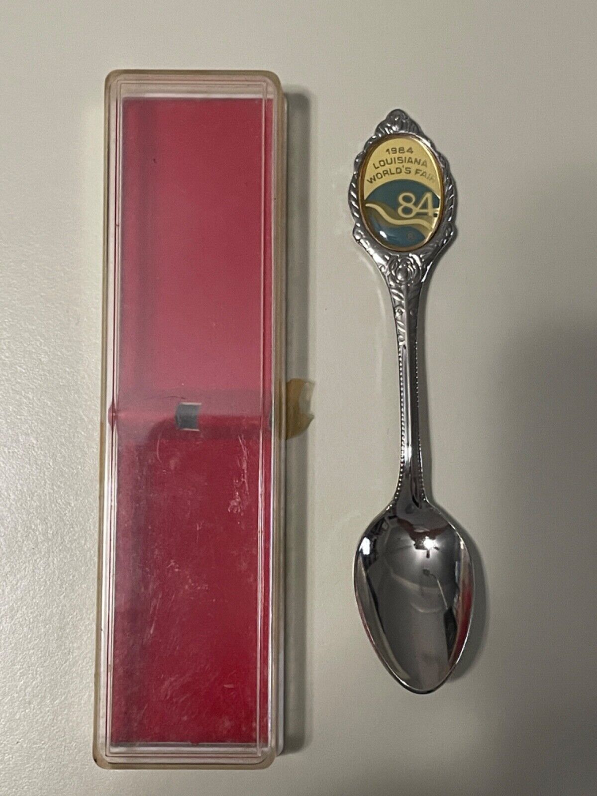 Vintage 1984 Louisiana World\'s Fair Souvenir Spoon~Original Case~4 3/4\