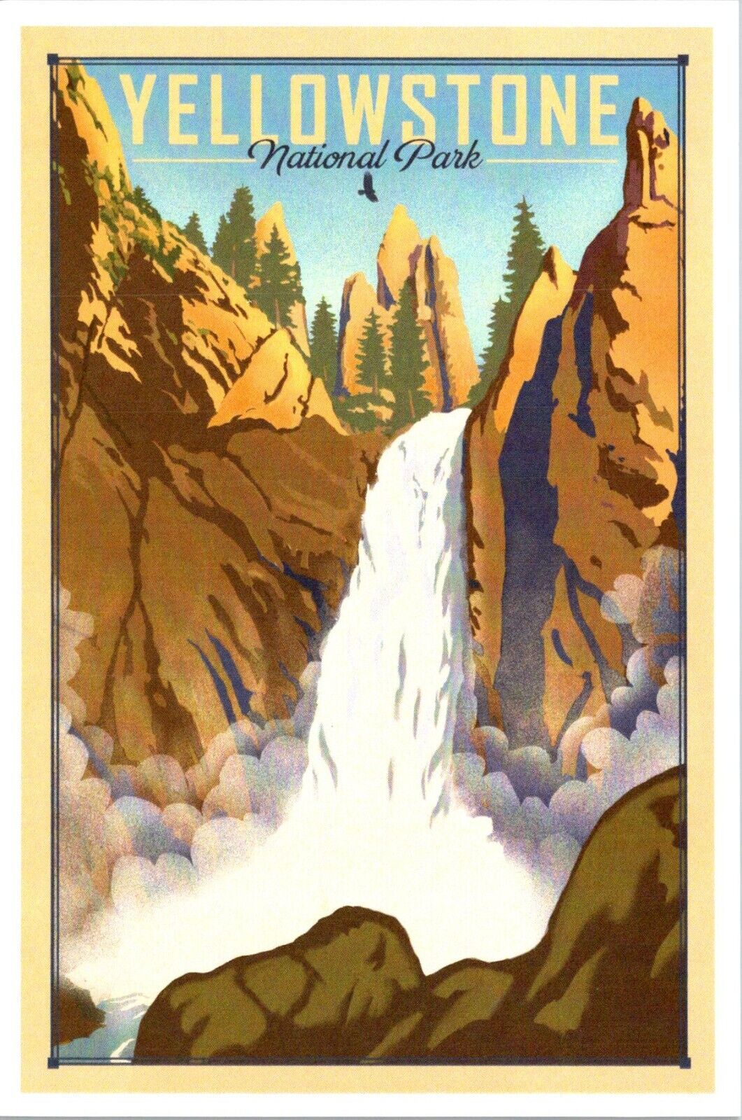 Yellowstone National Park Tower Falls Lith Lantern Press postcard