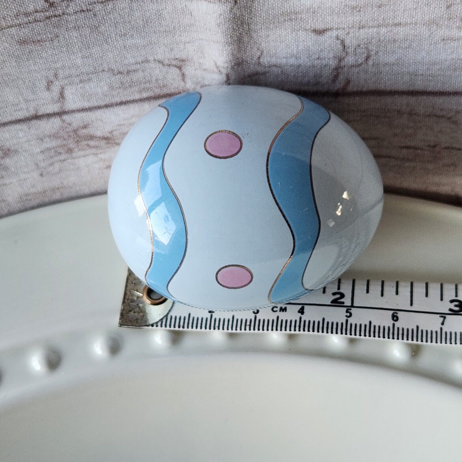 Nora Fleming Wavy Egg A95 Easter Egg Mini Retired Blue Stripes And Pink Spots