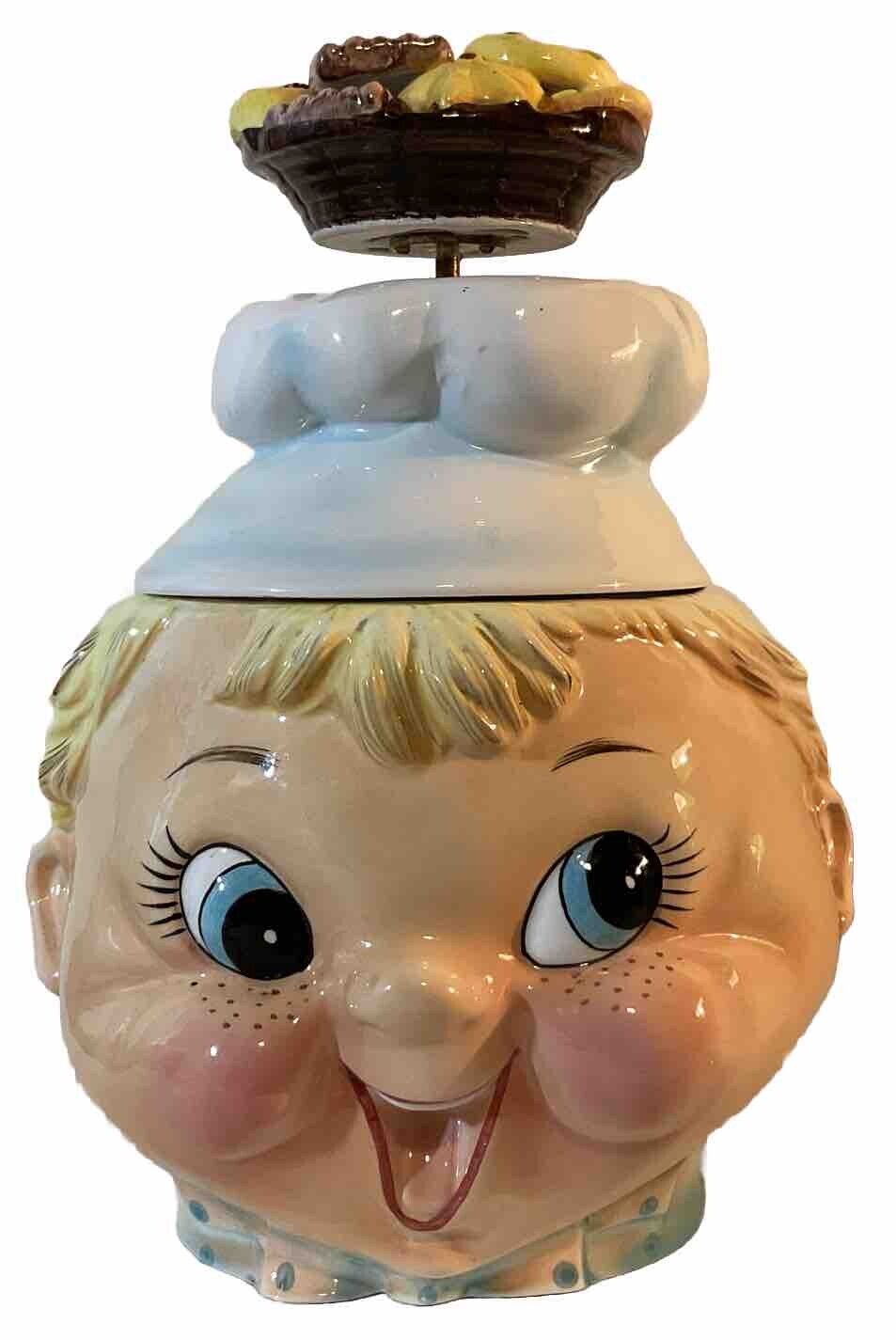Vintage Lefton Cookie Jar Musical Chef Baker Boy Pixieware Kitsch Style Rare