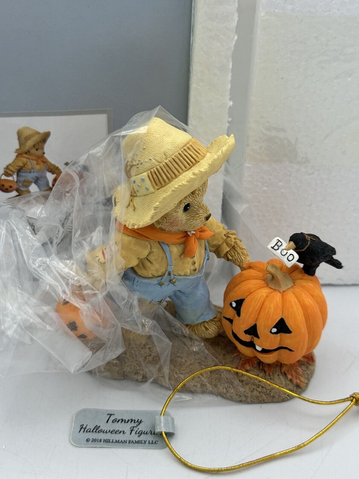 Cherished Teddies Tommy Halloween Figure 132853 Pumpkin and Crow
