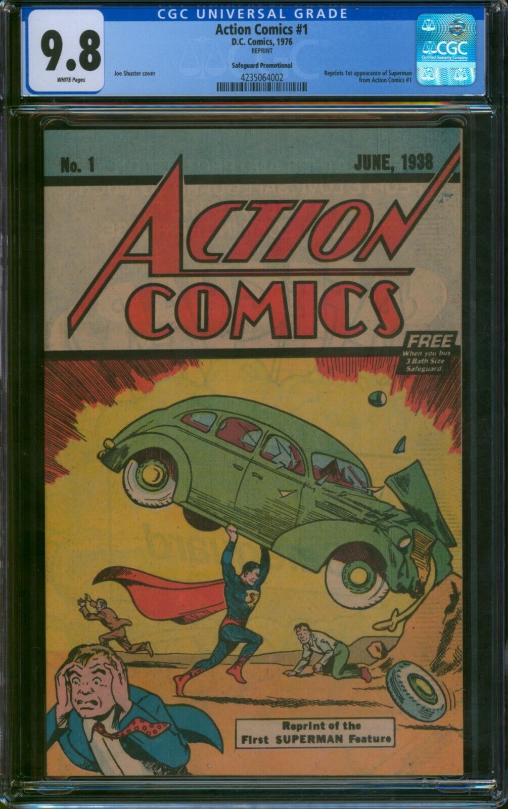 ACTION COMICS #1 1976 REPRINT 🌟 CGC 9.8 🌟 Safeguard SUPERMAN DC Graded Comic