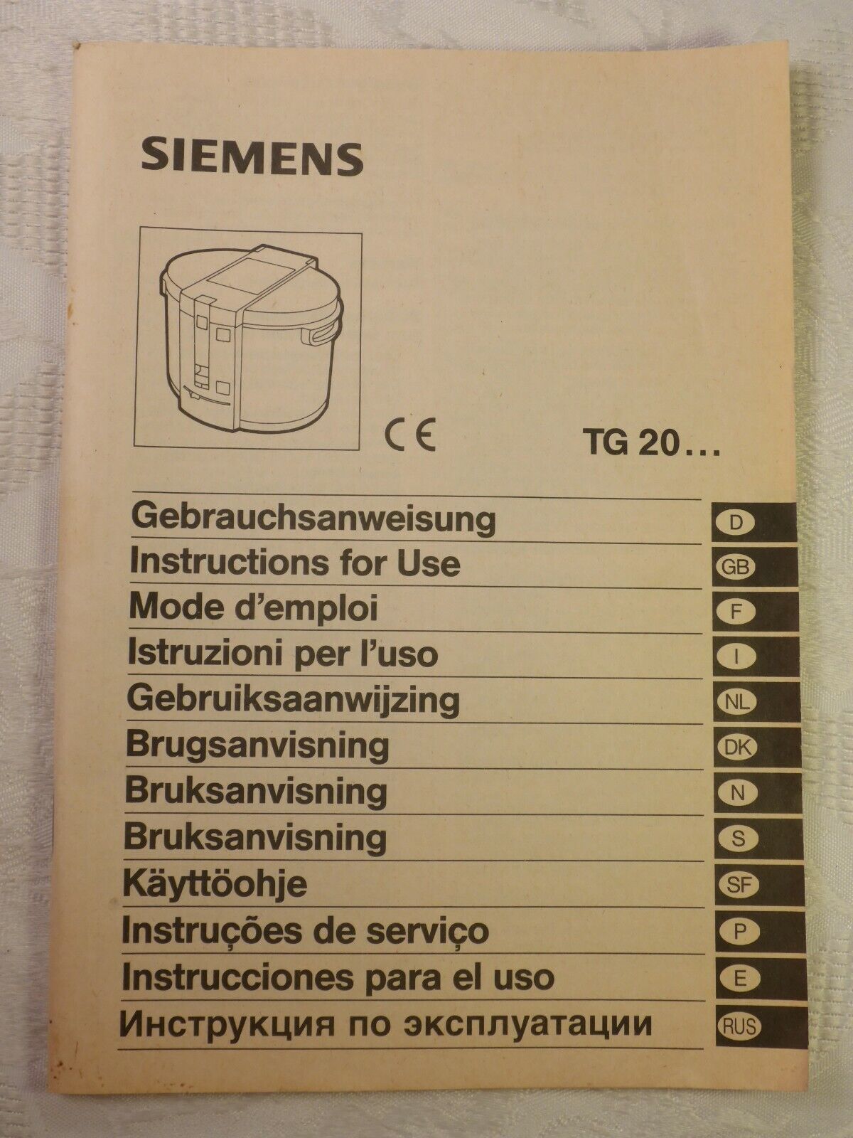 Old Manual Siemens Fryer TG 20 Multilingual