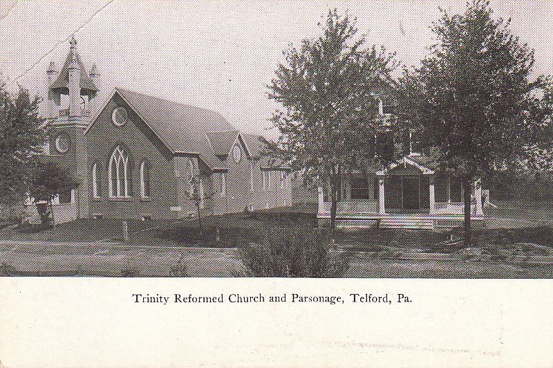 Postcard Trinity Reformed Church Parsonage Telford PA