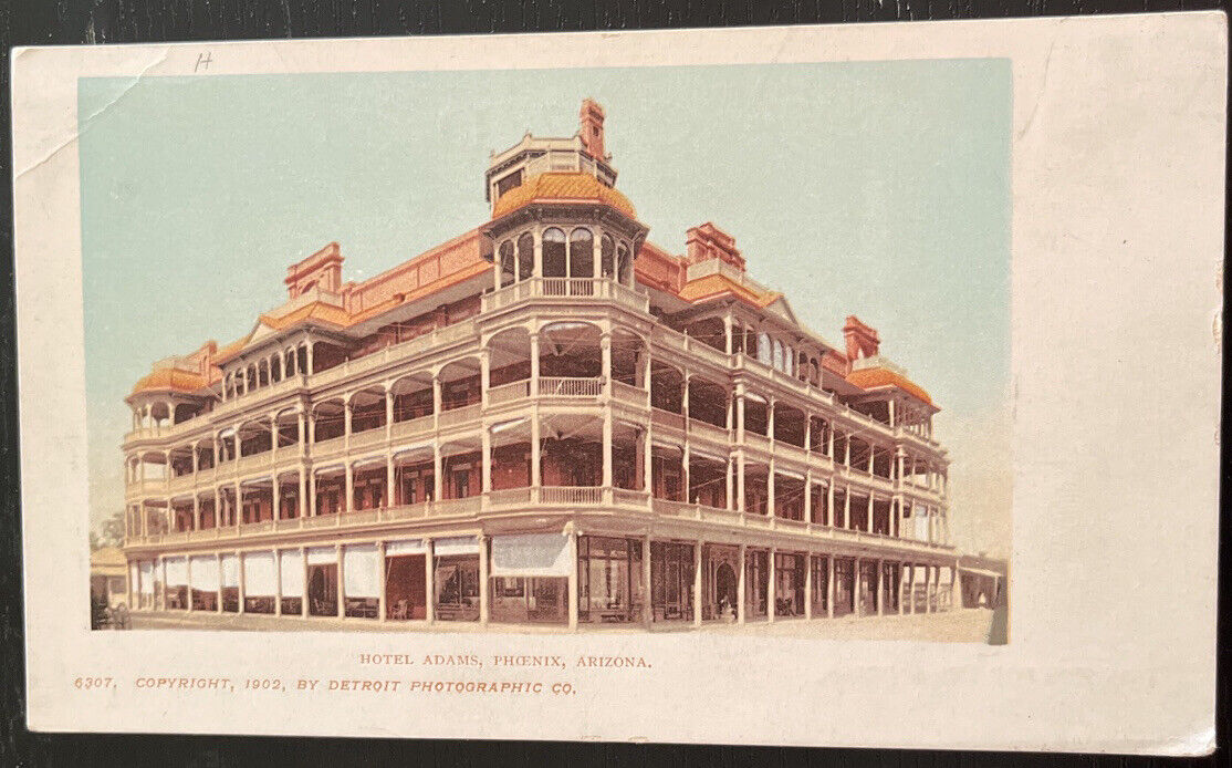 Hotel Adams Phoenix Arizona AZ 1902 Old Postcard 