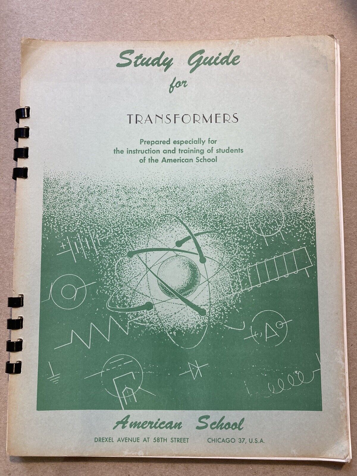 STUDY GUIDE FOR TRANSFORMERS - 1964  - AMERICAN SCHOOL -  CHICAGO - ELECTRONICS
