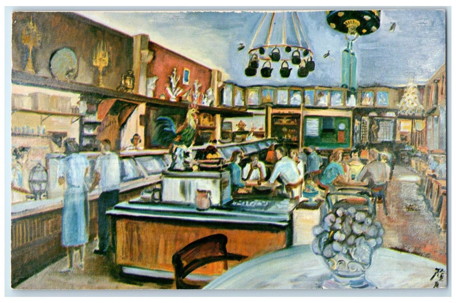c1960's Woody's Restaurant Painting Scene Honolulu Hawaii HI Unposted Postcard