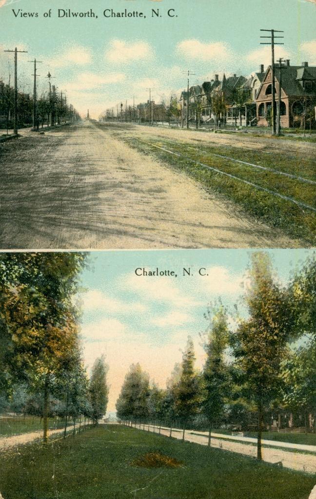 Vintage 1911 postcard View of Dilworth Charlotte NC