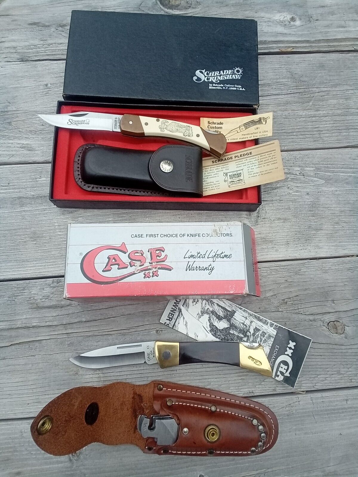 vintage case And Shrade pocket knife lot .