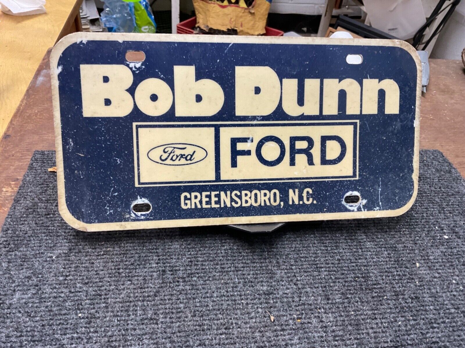 Dealership License Vintage Bob Dunn Ford Greensboro NC Plastic