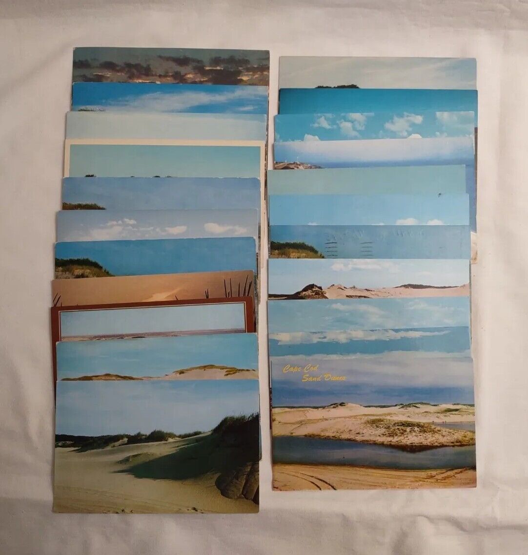 Vintage Lot Of 22 Cape Cod Massachusetts Postcard Sand Dunes Beaches 