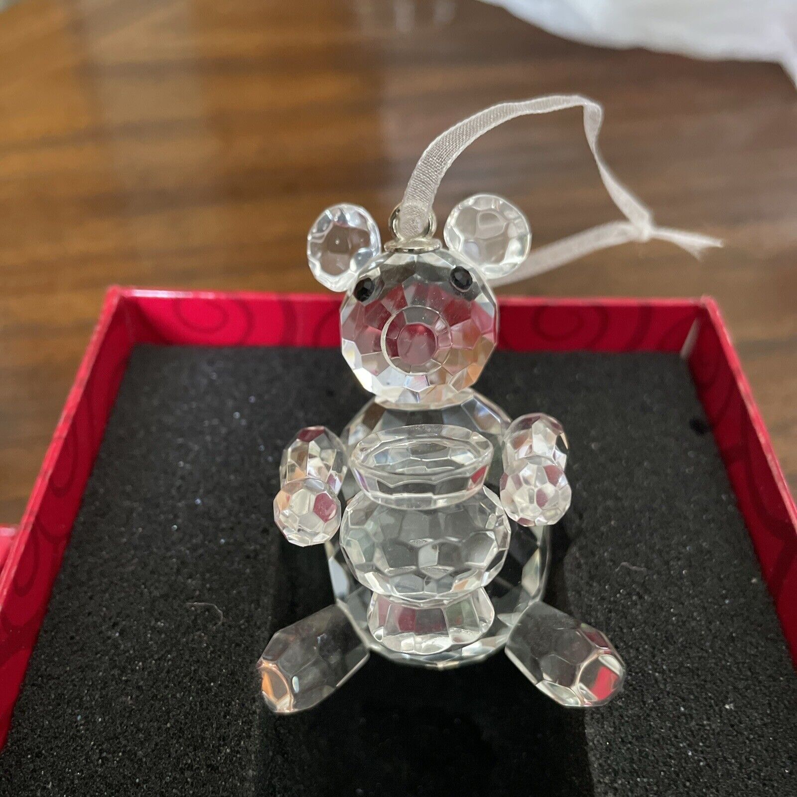 Vintage Teddy Bear With Honey Pot Ornament Figurine 24% Full Lead Crystal 2003