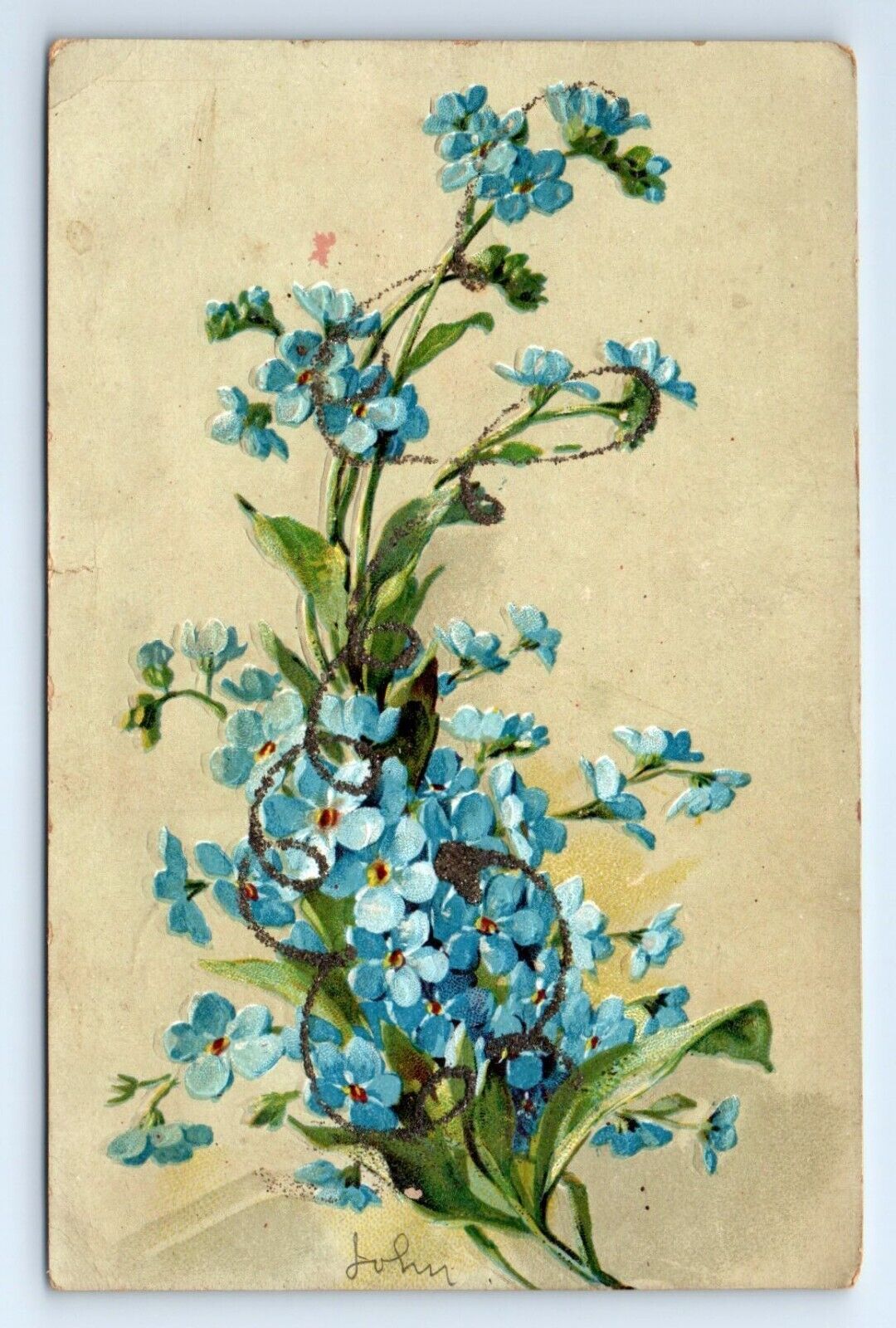 Violets Blue Flowers Embossed International Postcard c.1910 SMALL TEAR